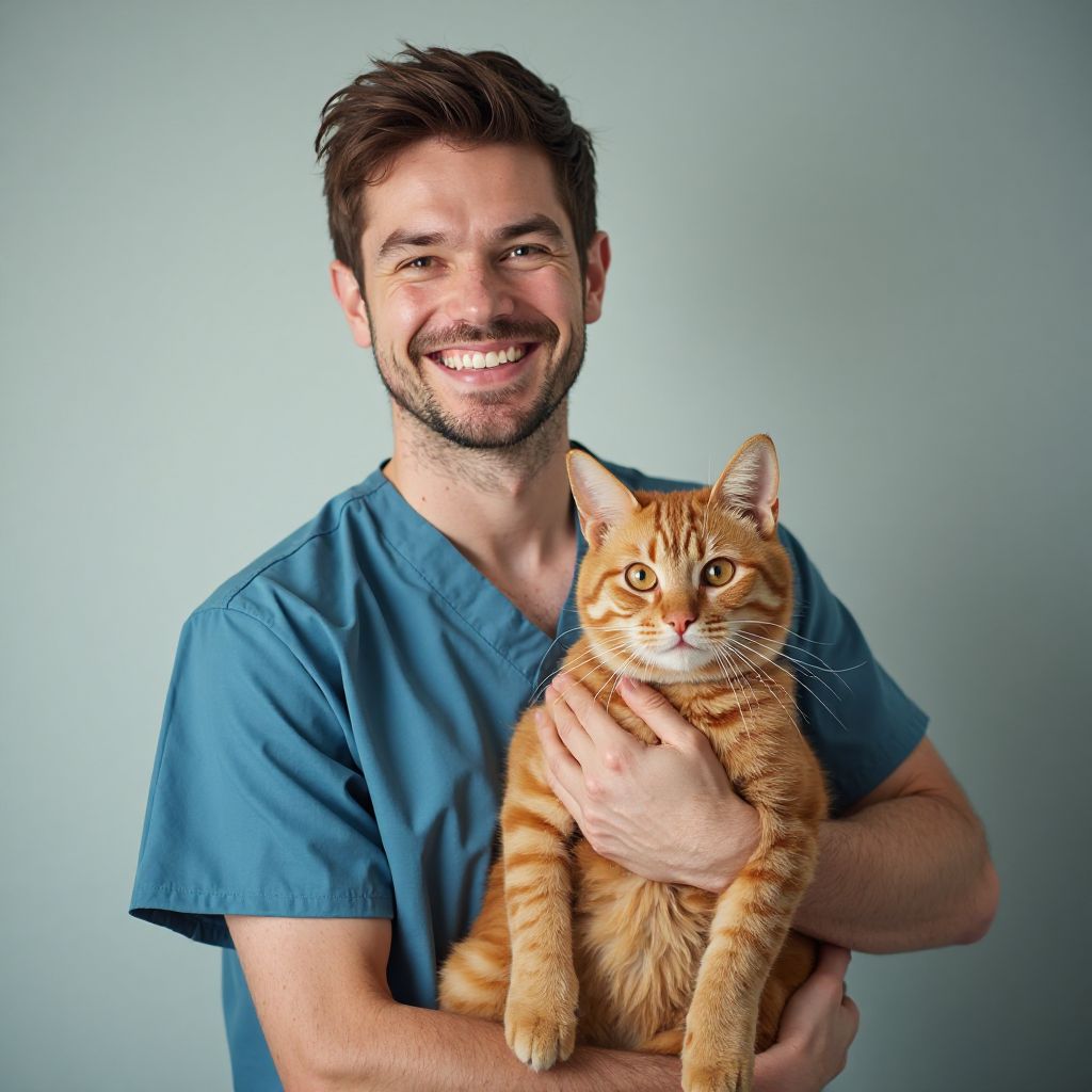 Veterinario con gato